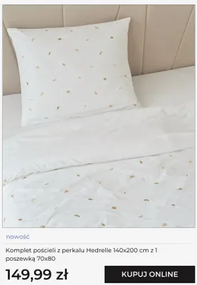 Komplet pościeli z perkalu Hedrelle 140x200 cm z 1 poszewką 70x80 promocja w home&you