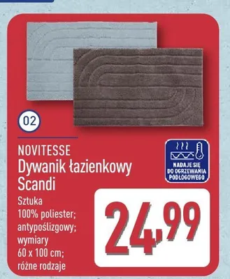Dywanik łazienkowy Scandi Novitesse 60x100cm promocja w Aldi