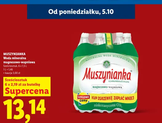 Woda mineralna magnezowo-wapniowa Muszynianka 6-pak promocja w Lidl