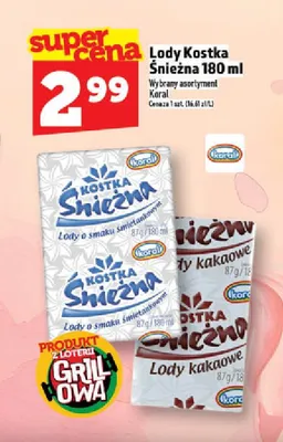 Lody Kostka Śnieżna o smaku śmietankowym 180ml promocja w TOPAZ