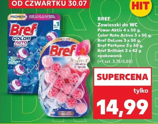 Zawieszki do WC Bref Brilliant 3-pak 42 g promocja w Kaufland