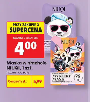 Maska w płachcie Panda Niuqi promocja w Biedronka