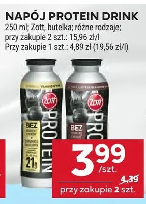 Napój Protein Drink Zott promocja w Stokrotka