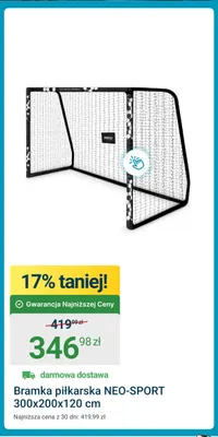 Bramka piłkarska NEO-SPORT 300x200x120 cm promocja w ERLI