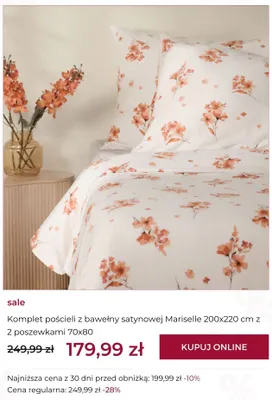 Komplet pościeli z bawełny satynowej Mariselle 200x220 cm z 2 poszewkami 70x80 Home & you promocja w home&you