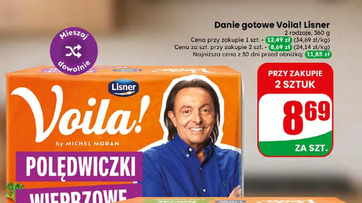 Danie gotowe polędwiczki wieprzowe w sosie grzybowym z kaszą gryczaną Voila! Lisner promocja w Dino