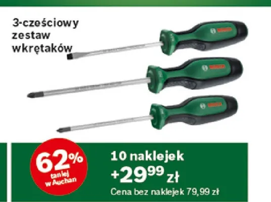 3-częściowy zestaw wkrętaków promocja w Auchan
