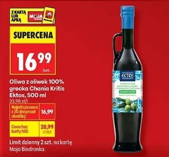 Oliwa z oliwek 100% grecka Chania Kritis Ektos promocja w Biedronka