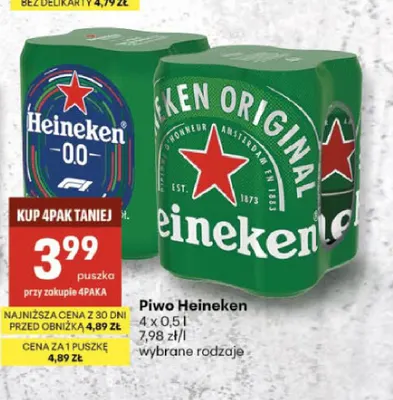 Piwo Heineken Original 4-pak promocja w Delikatesy Centrum