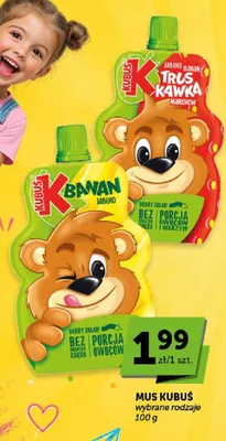 Mus Kubuś Banan Jabłko bez dodatku cukru promocja w ABC