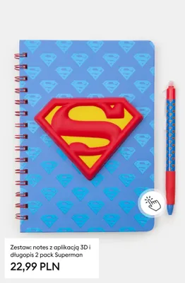 Zestaw notes z aplikacją 3D i długopis Superman 2-pak promocja w Sinsay