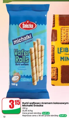 Rurki waflowe z kremem kokosowym promocja w Dino