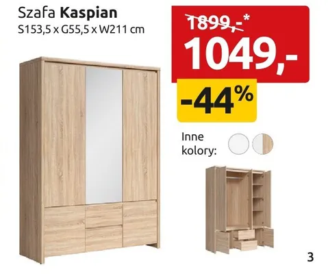 Szafa Kaspian S153,5xG55,5xW211cm promocja w Black Red White