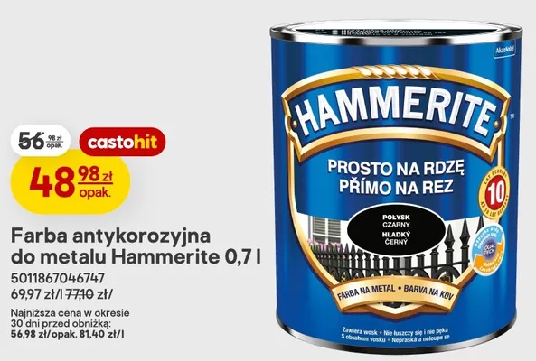 Farba antykorozyjna do metalu Hammerite promocja w Castorama