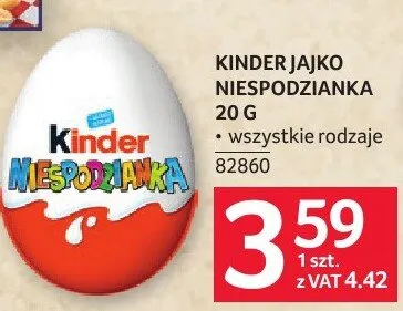 Kinder jajko niespodzianka 20g promocja w Selgros