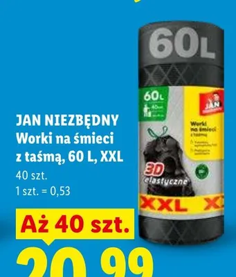 Worki na śmieci z taśmą, 60 L, XXL promocja w Lidl