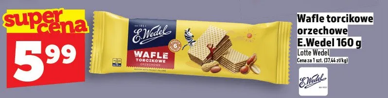 Wafle torcikowe orzechowe e.wedel 160g promocja w TOPAZ