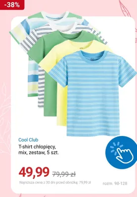 T-shirt chłopięcy Cool Club mix 5-pak promocja w Smyk