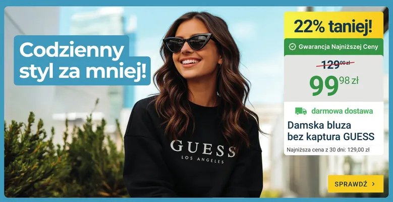 Damska bluza bez kaptura GUESS promocja w ERLI
