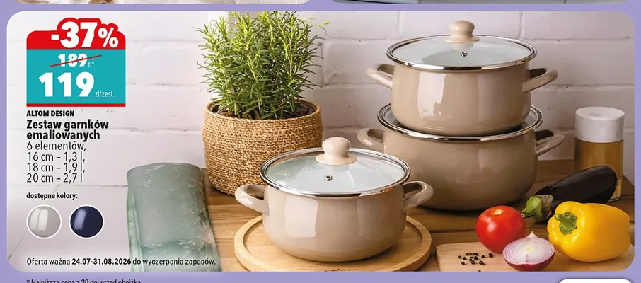 Zestaw garnków emaliowanych Altom Design 6 elementów promocja w Biedronka