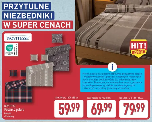 Pościel z polaru Novitesse 160x200 cm promocja w Aldi
