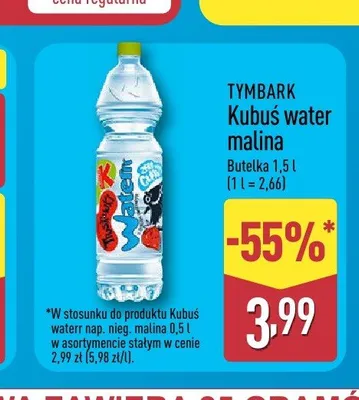 Napój Kubuś Water malina Tymbark promocja w Aldi