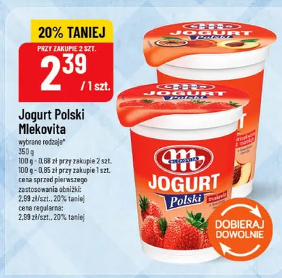 Jogurt Polski truskawkowy Mlekovita promocja w POLOmarket
