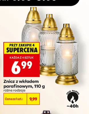Znicz z wkładem parafinowym promocja w Biedronka