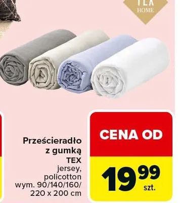 Prześcieradło z gumką TEX jersey, policotton promocja w Carrefour