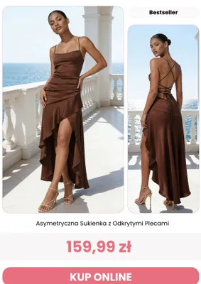 Asymetryczna sukienka z odkrytymi plecami Renee promocja w Renee