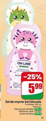 Żel do mycia 3w1 On Line Dinusie promocja w Dino
