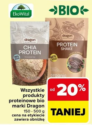 Wszystkie produkty proteinowe bio marki Dragon różne rodzaje promocja w Carrefour