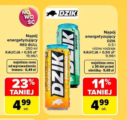 Napój energetyzujący Dzik Pineapple promocja w Carrefour Market