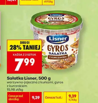 Sałatka gyros z kurczakiem Lisner promocja w Biedronka