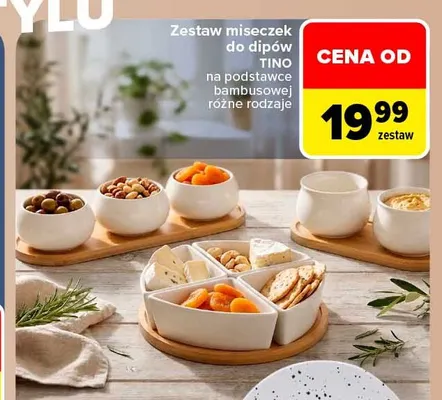 Zestaw miseczek do dipów Tino na podstawce bambusowej promocja w Carrefour