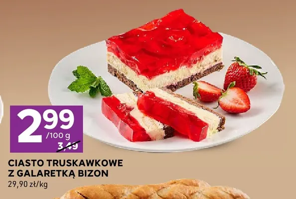 Ciasto truskawkowe z galaretką Bizon promocja w Stokrotka