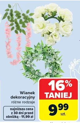 Wianek dekoracyjny różne rodzaje promocja w Carrefour