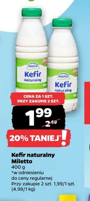 Kefir naturalny Miletto promocja w Netto