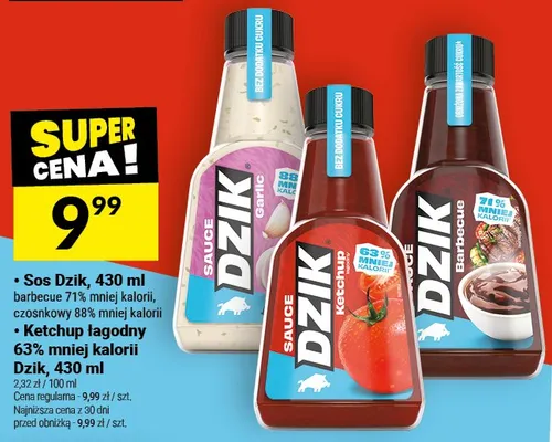 Ketchup łagodny 63% mniej kalorii promocja w Twój Market