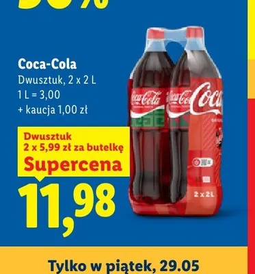 Napój gazowany Coca-Cola 2-pak 2l promocja w Lidl
