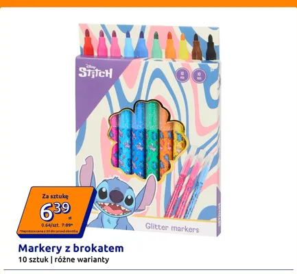 Markery z brokatem Disney Stitch promocja w Action