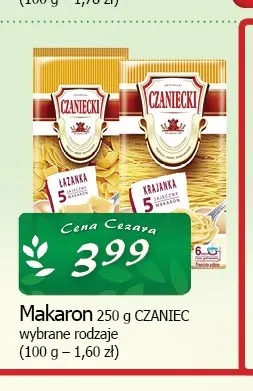 Makaron Czaniec promocja w CEZAR Delikatesy