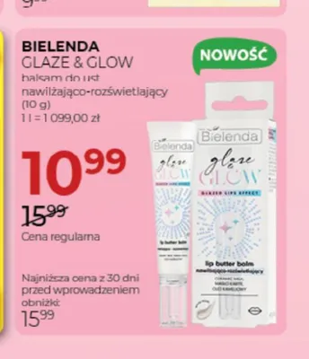 Balsam do ust nawilżająco-rozświetlający Bielenda Glaze & Glow promocja w Drogerie Jawa