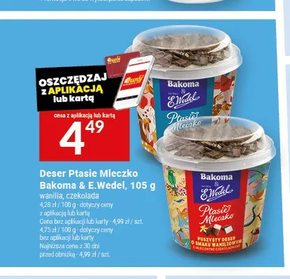 Deser Ptasie Mleczko Bakoma & E.Wedel czekolada promocja w Twój Market