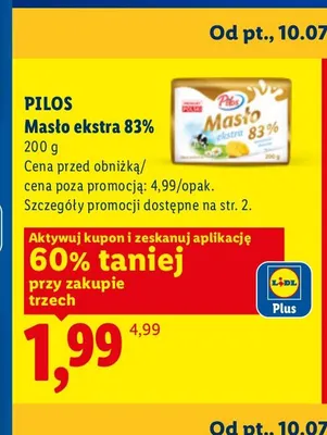 Masło ekstra 83% Pilos promocja w Lidl
