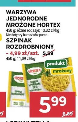 Warzywa jednorodne mrożone Hortex promocja w Stokrotka