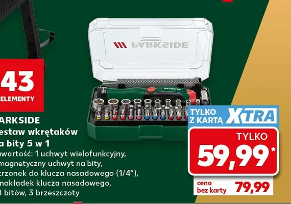 Zestaw wkrętaków na bity 5 w 1 Parkside promocja w Kaufland