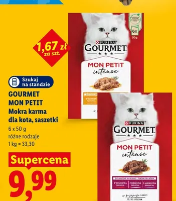 Mokra karma dla kota w saszetkach Gourmet Mon Petit intense z drobiem 6-pak promocja w Lidl