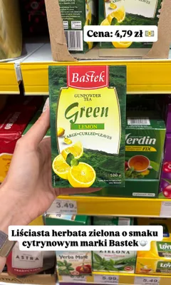 Herbata zielona liściasta Bastek Gunpowder Lemon promocja w Dino
