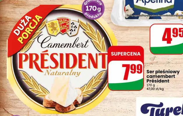Ser pleśniowy camembert naturalny Président promocja w Dino